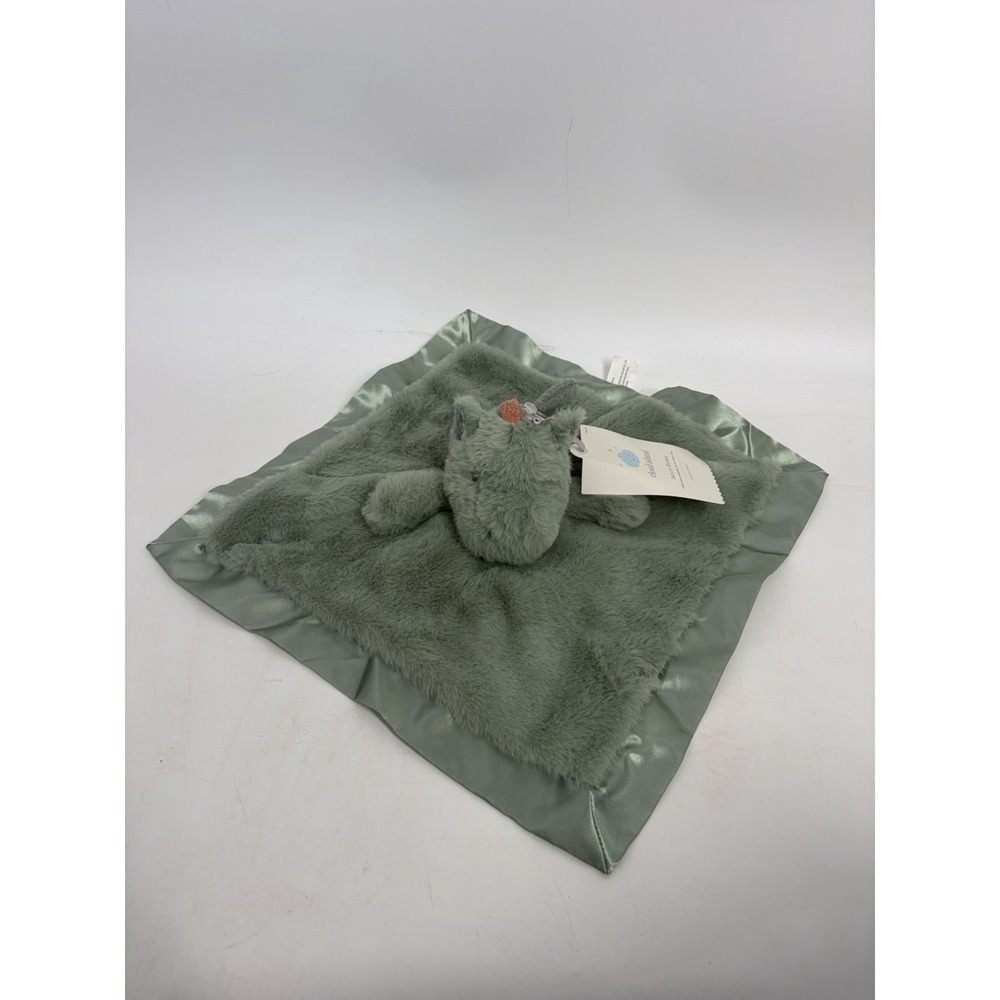 Cloud Island Dragon Security Blanket Lovey Sage Green Faux Fur Satin Trim NWT